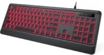 Backlit Wired Keyboard, USB Lighted Computer Keyboards with 7 Colors Backlight, Full Size Silent Keyboard with Media Hotkey for Windows Desktop, PC, Laptop (Black, M)