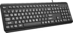 Large Print Computer Keyboard, Wired USB Full Size Quiet Keyboard with 4X Oversized Print Letters for Visually Impaired Low Vision Individuals Easy to See and Type for PC, Laptop,Windows