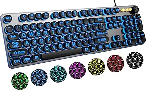 Large Print Backlit Keyboard with 7-Color Backlit, Wired USB Lighted Computer Keyboards Oversize Letters Keys Easy to See, Illuminated Keyboard for PC, Laptop,Windows Desktop